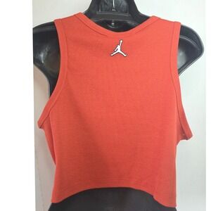 Jordan Essentials Ribbed Tank Top Womens Rust Cropped Jumpman SZ L NWT